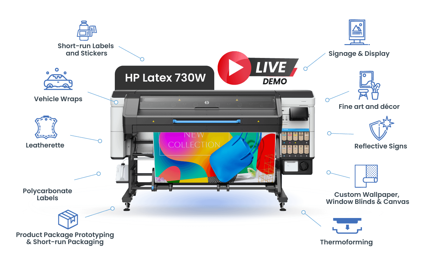 HP Latex 730W live at the booth