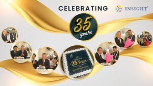 Insight Print Communications celebrating its 35th anniversary with cake cutting,team celebrations, and commemorative moments